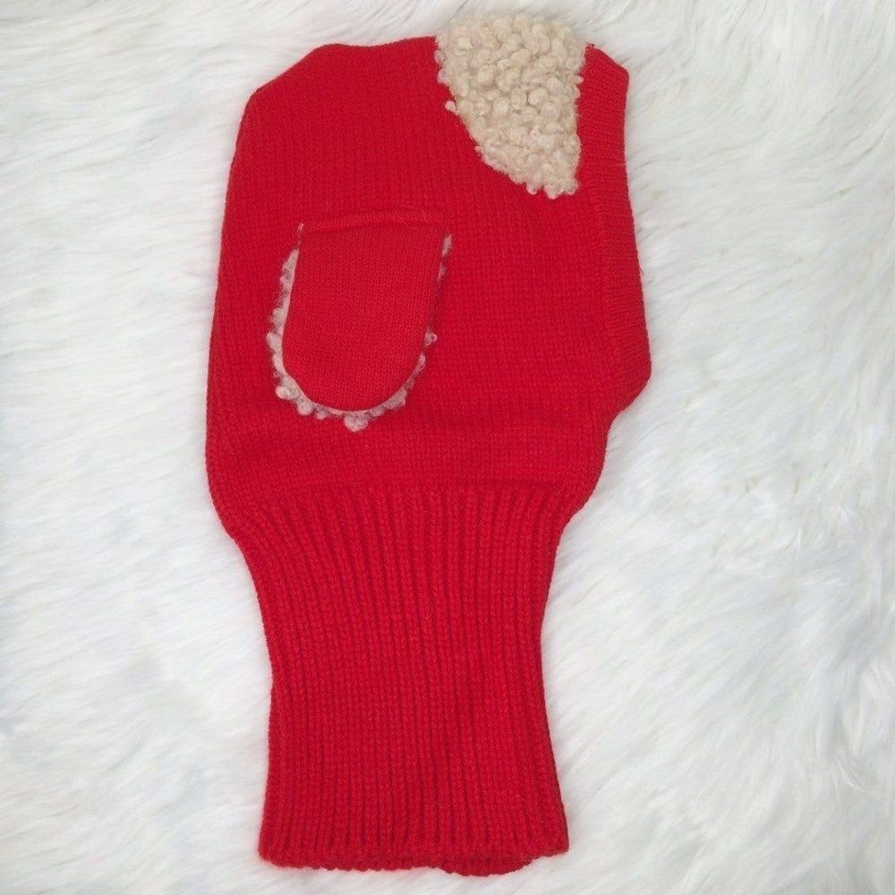 Baby Trapper Hat Red Knit Hood Turtleneck